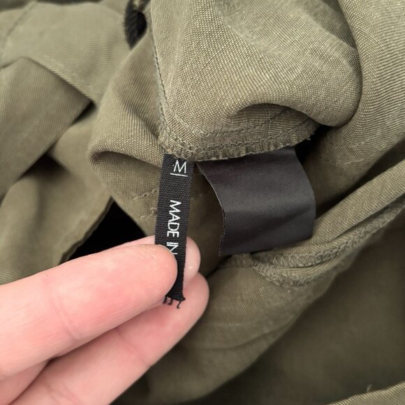 Reformation Olive Green Tapered Pants with Sash Belt Women’s Size Medium - Picture 7 of 7